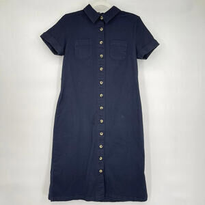 Women's Chadwicks Cotton Shirtdress Navy Blue Dress 6